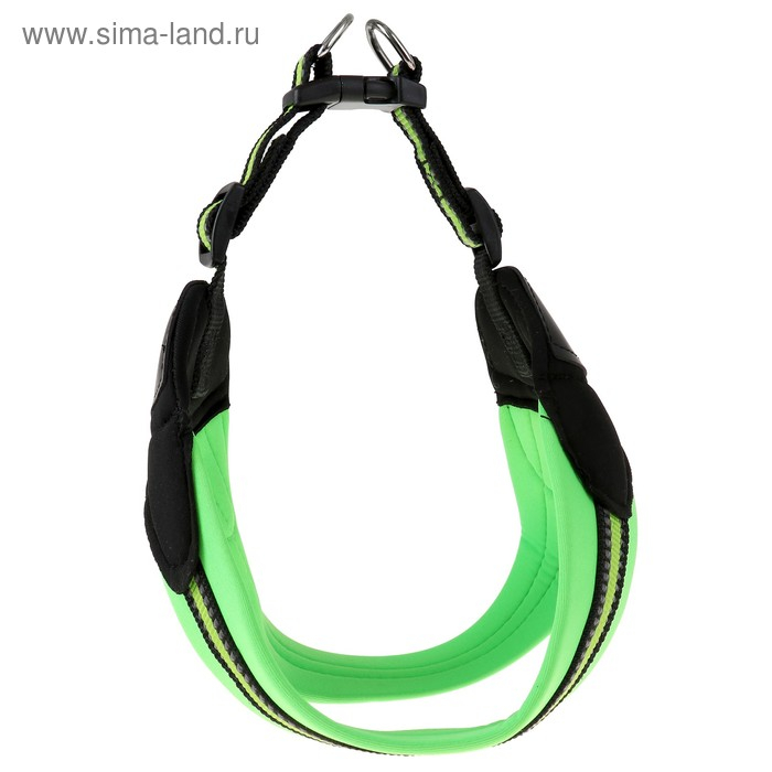 Шлейка супермягкая со светоотражающей прошивкой, обхват 62-69 см, зеленая Шлейка супермягкая со светоотражающей прошивкой, обхват 62-69 см, зеленая