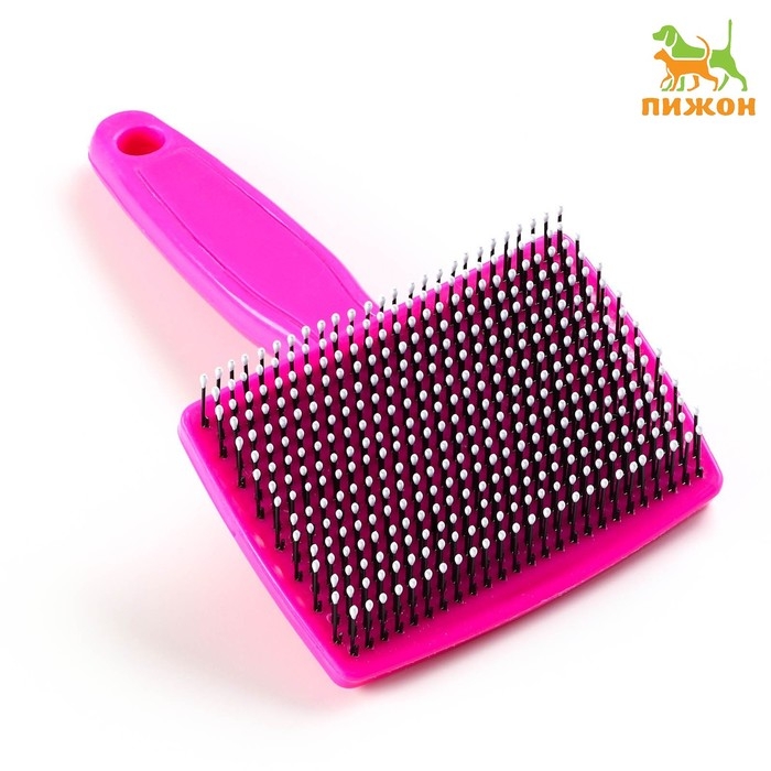 Пуходерка пластиковая мягкая с закругленными зубьями, средняя, 9 х 15,5 см, розовая Пуходерка пластиковая мягкая с закругленными зубьями, средняя, 9 х 15,5 см, розовая