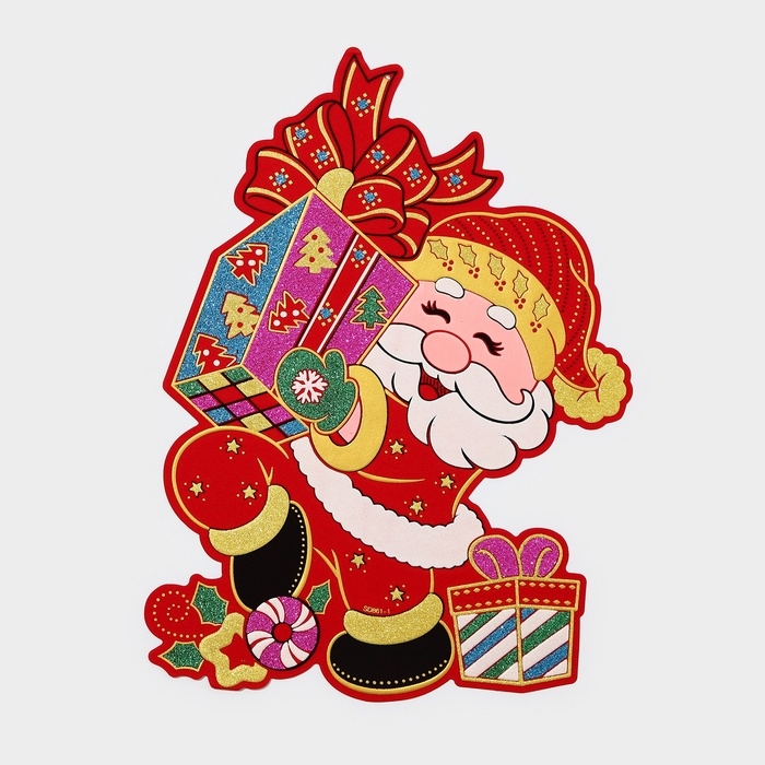 Декоративная наклейка Декоративная наклейка "Дедушка мороз с подарками" 44х32 см