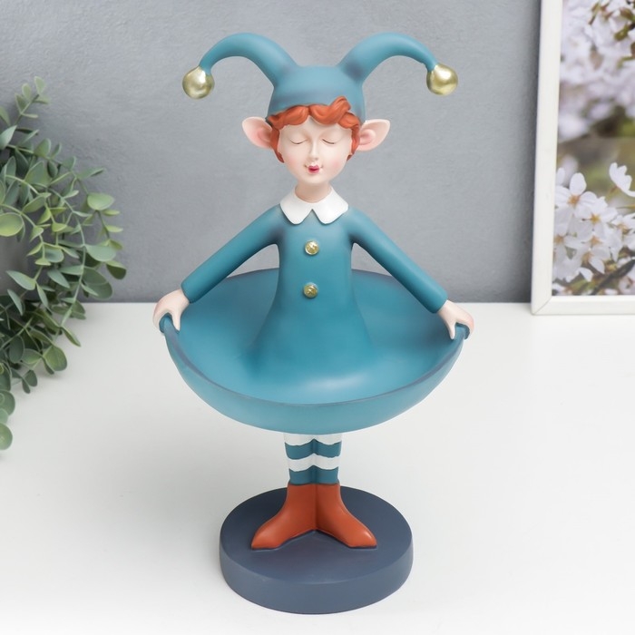 Сувенир полистоун подставка  Сувенир полистоун подставка "Малыш в костюме скомороха" голубой 32х18,5х18,5 см