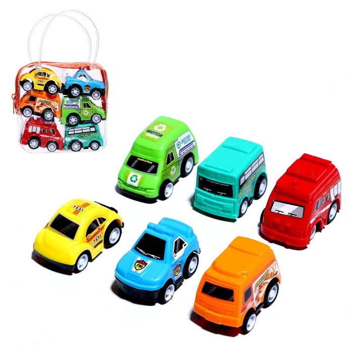 Набор инерционных машин «Город» в сумке, 6 шт., МИКС Набор инерционных машин «Город» в сумке, 6 шт., МИКС