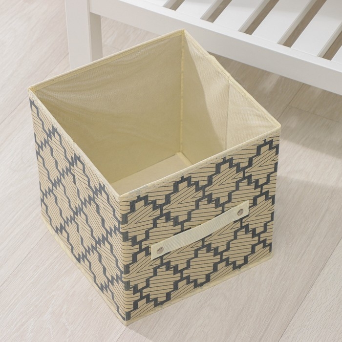 Короб стеллажный для хранения Доляна «Гэтс», 25×25×25 см, цвет бежевый Короб стеллажный для хранения Доляна «Гэтс», 25×25×25 см, цвет бежевый