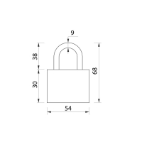 Замок навесной, тип 8, 60 мм, короткая дужка d= 9 мм,