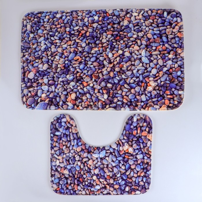 Набор ковриков для ванной и туалета Доляна «Галька», 2 шт: 40×50, 50×80 см