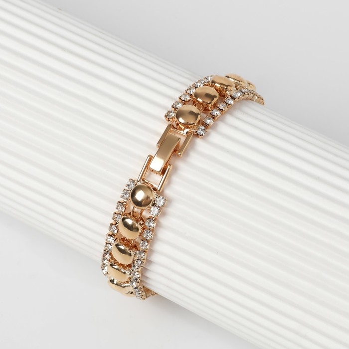 Браслет со стразами «Сияй» нить кругами, цвет белый в золоте, 18 см Браслет со стразами «Сияй» нить кругами, цвет белый в золоте, 18 см