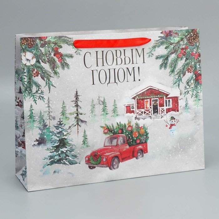 Пакет подарочный новогодний крафтовый горизонтальный «Новогодняя история», L 40 х 31 х 11.5 см, Новый год Пакет подарочный новогодний крафтовый горизонтальный «Новогодняя история», L 40 х 31 х 11.5 см, Новый год