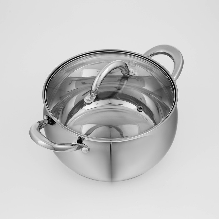 Кастрюля из нержавеющей стали Доляна «Гиперион», 3,5 л, d=20 см, с крышкой Кастрюля из нержавеющей стали Доляна «Гиперион», 3,5 л, d=20 см, с крышкой