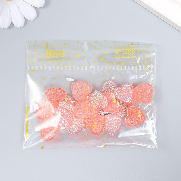 Декор для творчества пластик Декор для творчества пластик "Сердце" голография розовый набор 20 шт 1,6х1,6 см