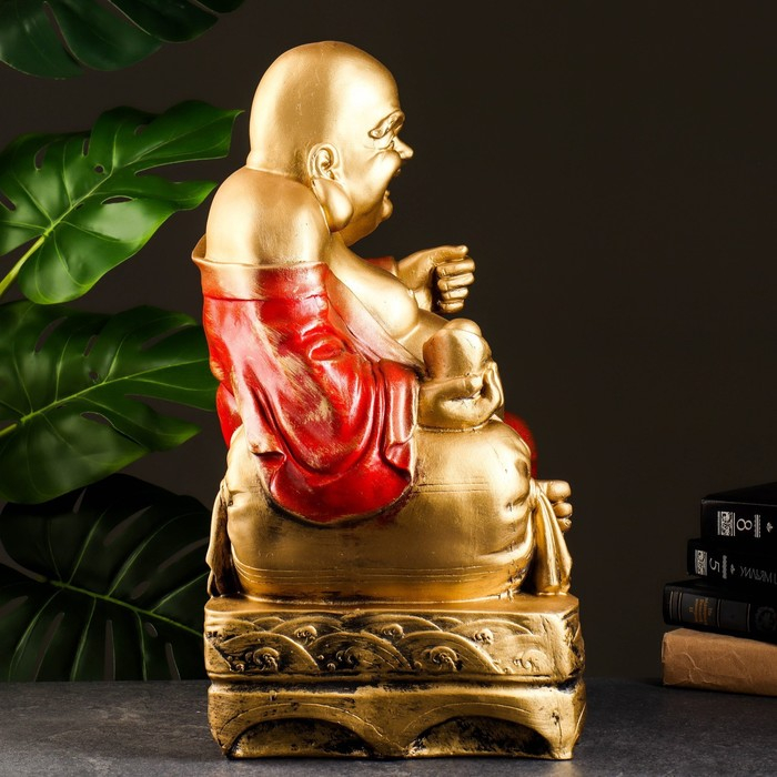 Копилка Копилка "Хотей сидя большой" бронза, красный, 32х25х51см