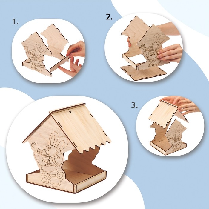 Деревянная кормушка-конструктор для птиц «Заяц с морковкой», 14 × 14.5 × 18 см, Greengo Деревянная кормушка-конструктор для птиц «Заяц с морковкой», 14 × 14.5 × 18 см, Greengo