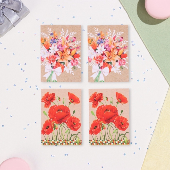 Набор мини-открыток  Набор мини-открыток "Пожелания - 4" мак, 40 штук, 5 х 7 см