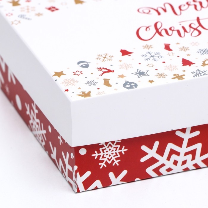 Новый год. Коробка подарочная новогодняя складная, Новый год. Коробка подарочная новогодняя складная, "Снежинки", 16,5 х 12,5 х 5,2 см