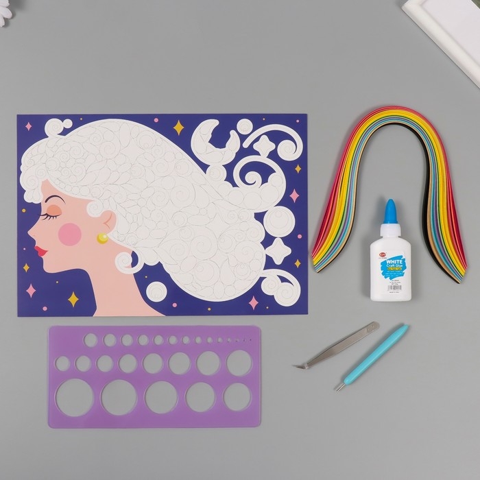 Набор для квиллинга 170 полосок с инструментами Набор для квиллинга 170 полосок с инструментами "Девушка" 25х33,7 см