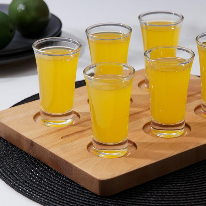 Доска для подачи шотов «Фуршет», 25×20×1,8 см, на 6 рюмок, диаметр ячеек 5 см, с пропиткой, берёза Доска для подачи шотов «Фуршет», 25×20×1,8 см, на 6 рюмок, диаметр ячеек 5 см, с пропиткой, берёза