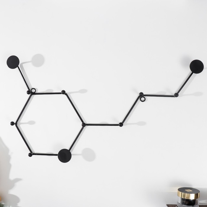 Крючки декоративные металл Крючки декоративные металл "Молекулы" чёрный 29,5х55 см