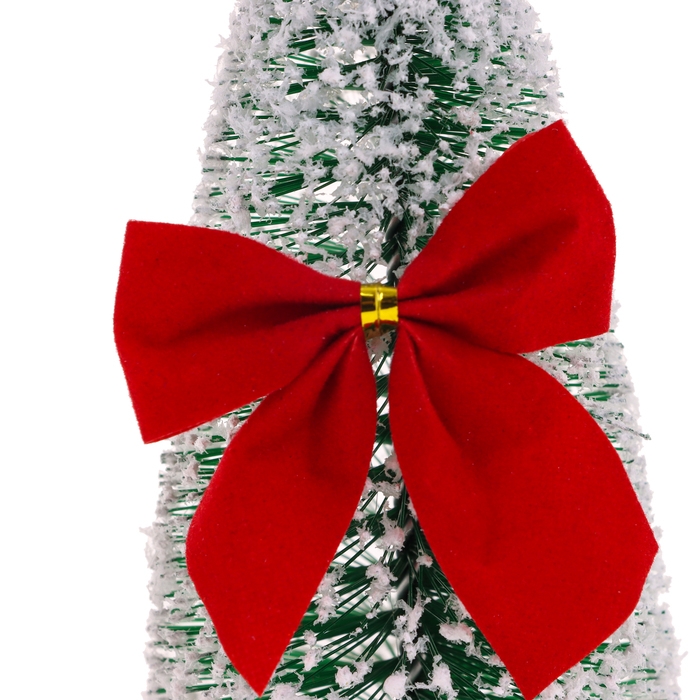 Новогодний декор «Ёлка на подставке с бантом», заснеженная, 6 × 6 × 15 см Новогодний декор «Ёлка на подставке с бантом», заснеженная, 6 × 6 × 15 см