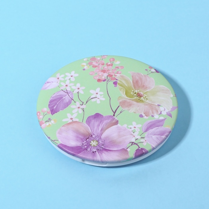 Зеркало складное «Цветы», d = 7,5 см, цвет зелёный Зеркало складное «Цветы», d = 7,5 см, цвет зелёный