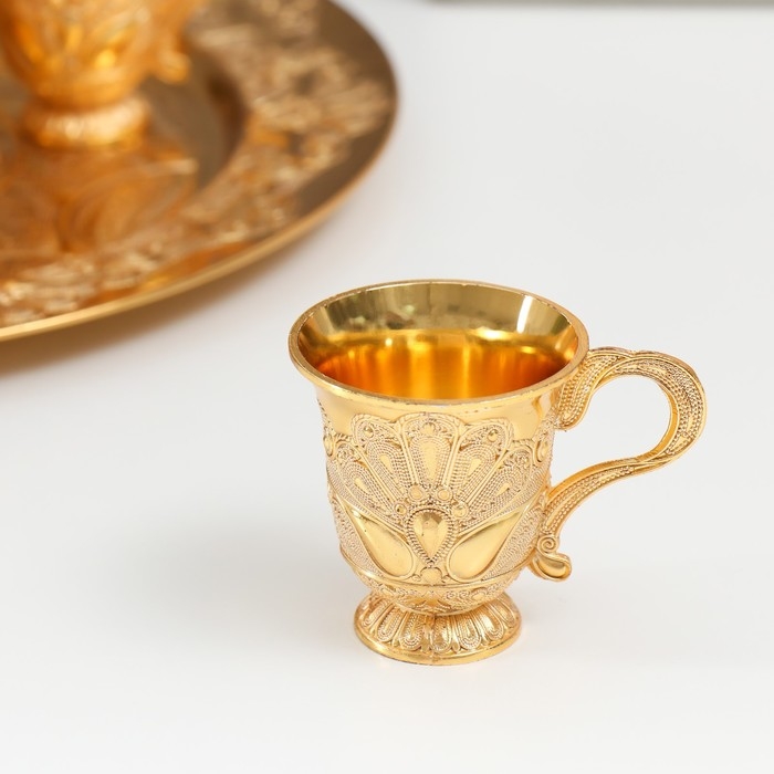 Набор винный кувшин, 6 бокалов и поднос  Набор винный кувшин, 6 бокалов и поднос "Стамбул. Медальон и узоры" золото