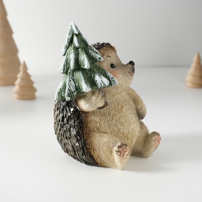 Сувенир полистоун  Сувенир полистоун "Милый ёжик с ёлочкой" 10х9,5х12,5 см