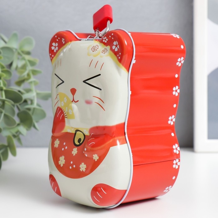 Копилка металл с замочком Копилка металл с замочком "Киска в восточном стиле" МИКС 9,5х8х14 см