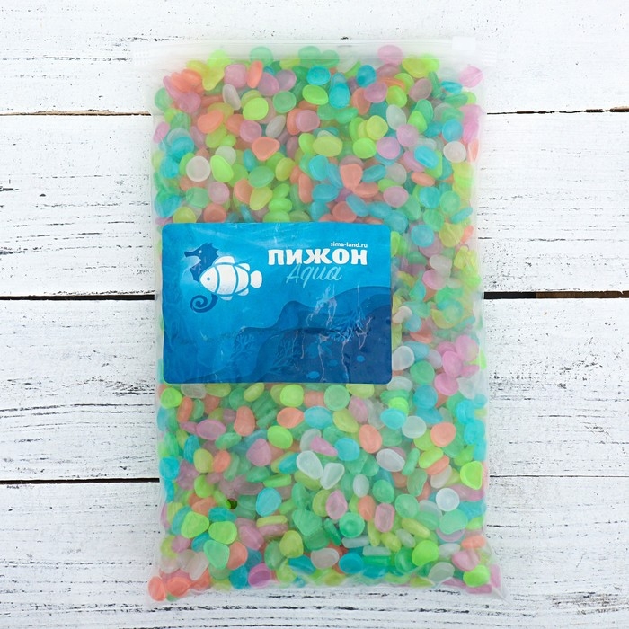 Декоративные камни для аквариума, светящиеся, 8-11 мм, 1 кг, микс Декоративные камни для аквариума, светящиеся, 8-11 мм, 1 кг, микс