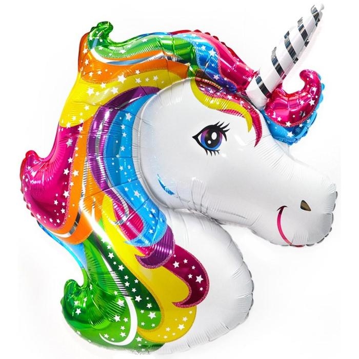 Шар фольгированный 14 Шар фольгированный 14" «Единорог радужный. Голова», мини-фигура