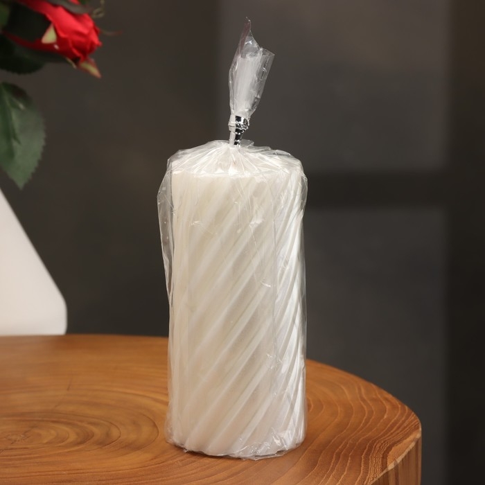 Свеча-цилиндр  Свеча-цилиндр "Спираль", 5х10 см, жемчужный, 6 ч