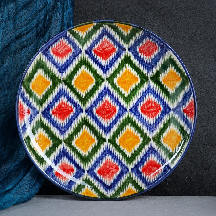 Набор чайный Риштанская керамика Набор чайный Риштанская керамика "Атлас №2", 9 предметов (чайник 1л, пиалы 0,3л), микс