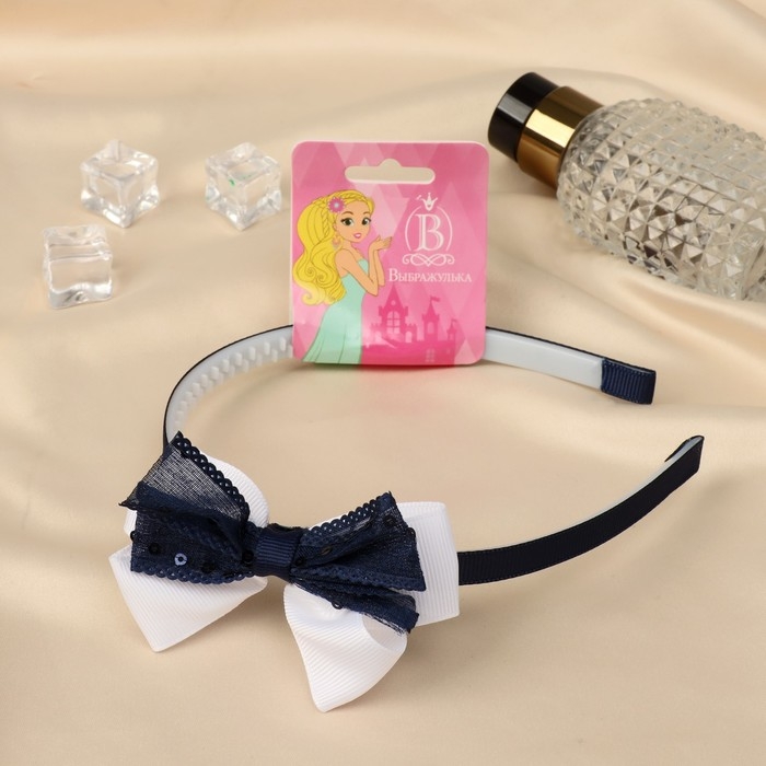 Ободок для волос  Ободок для волос "Бантик" пайетки, 1 см, сине-белый