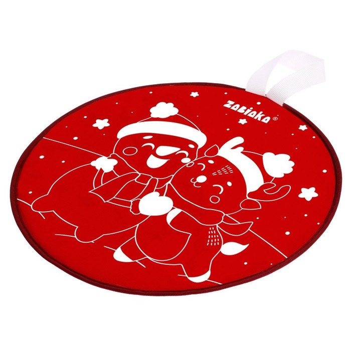 Ледянка мягкая «Снеговик и олень», диаметр 33 см, красный Ледянка мягкая «Снеговик и олень», диаметр 33 см, красный