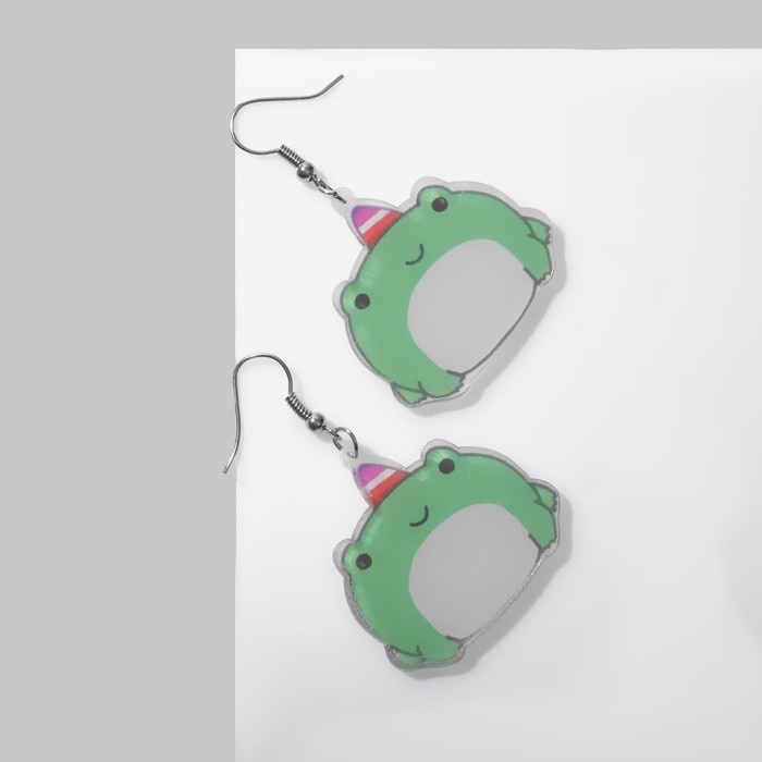 Серьги «Лягушка», цвет красно-зелёный в серебре Серьги «Лягушка», цвет красно-зелёный в серебре