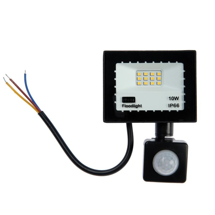 Прожектор светодиодный, 10 Вт, 900 Лм, 4000К, Датчик движения, IP66 Прожектор светодиодный, 10 Вт, 900 Лм, 4000К, Датчик движения, IP66