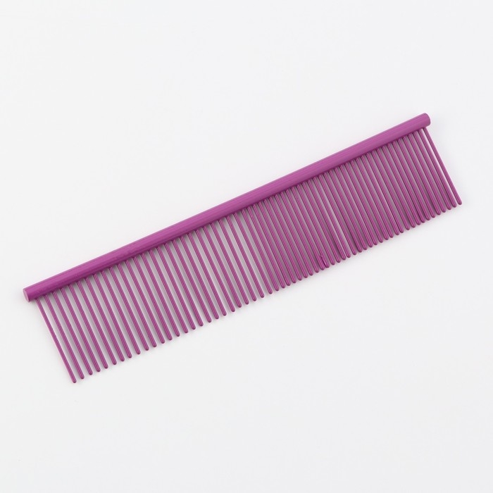 Расческа для шерсти с гальваническим покрытием, 18,8 х 4,2 см, фиолетовая Расческа для шерсти с гальваническим покрытием, 18,8 х 4,2 см, фиолетовая