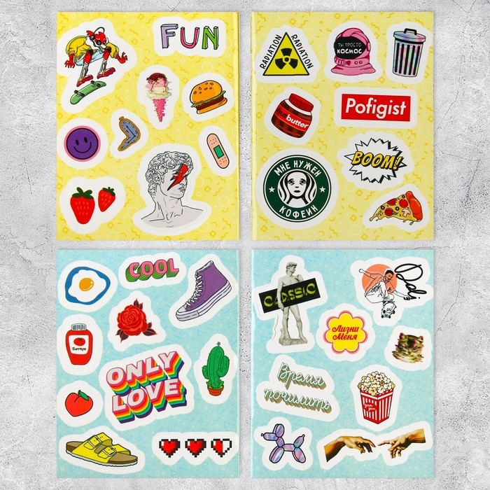 Наклейки детские, альбом 8 листов, Boom vibes, 11 х 13.5 см Наклейки детские, альбом 8 листов, Boom vibes, 11 х 13.5 см