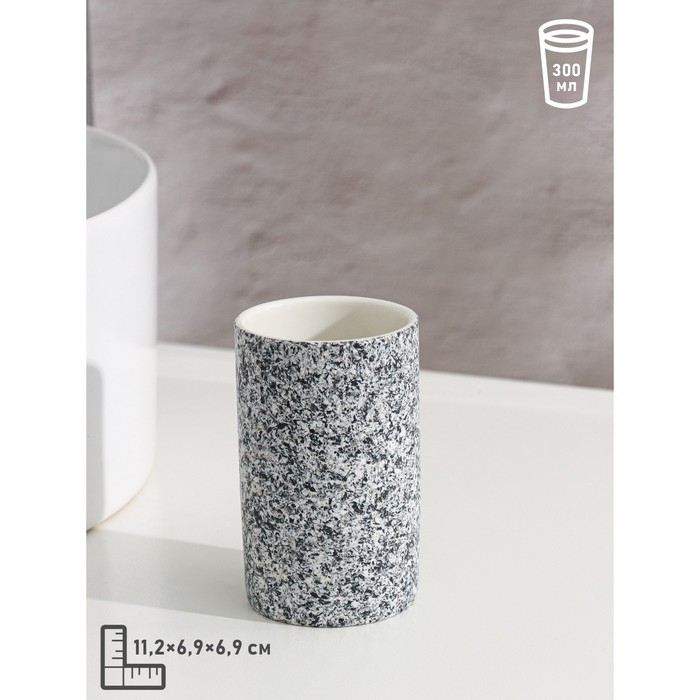 Набор аксессуаров для ванной комнаты Доляна «Гранит», 3 предмета (дозатор 350 мл, мыльница, стакан), цвет серый Набор аксессуаров для ванной комнаты Доляна «Гранит», 3 предмета (дозатор 350 мл, мыльница, стакан), цвет серый