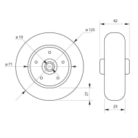 Колесо для транспортных тележек, d=125 мм