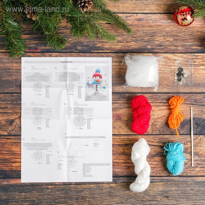 Набор для создания игрушки из пряжи «Снеговичок в шапочке» Набор для создания игрушки из пряжи «Снеговичок в шапочке»
