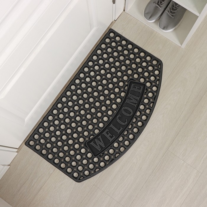 Коврик придверный ячеистый Доляна «Добро пожаловать», 43×73 см, цвет чёрный Коврик придверный ячеистый Доляна «Добро пожаловать», 43×73 см, цвет чёрный