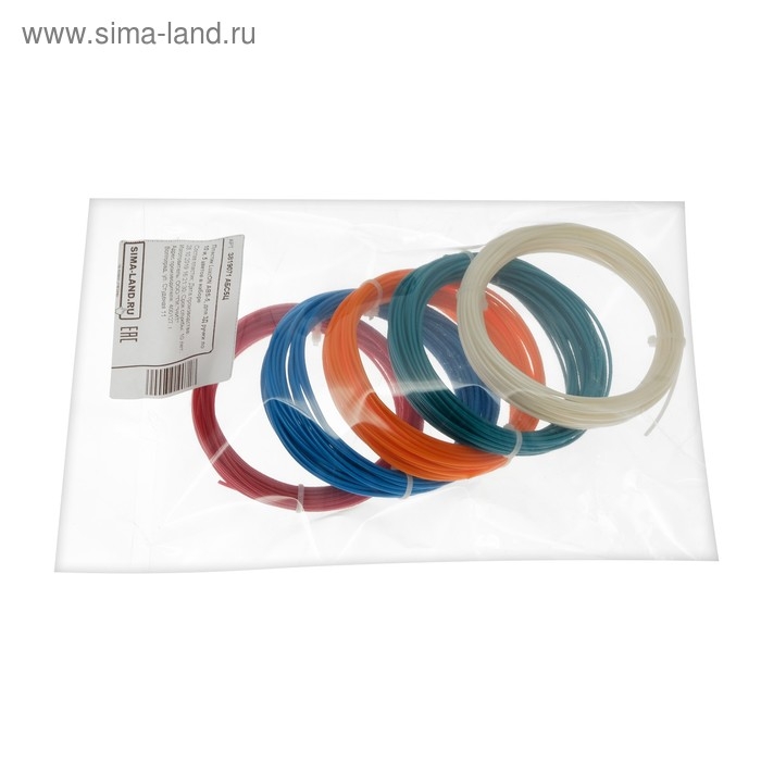 Пластик SL ABS-5, для 3Д ручки, 5 цветов по 10 метров Пластик SL ABS-5, для 3Д ручки, 5 цветов по 10 метров