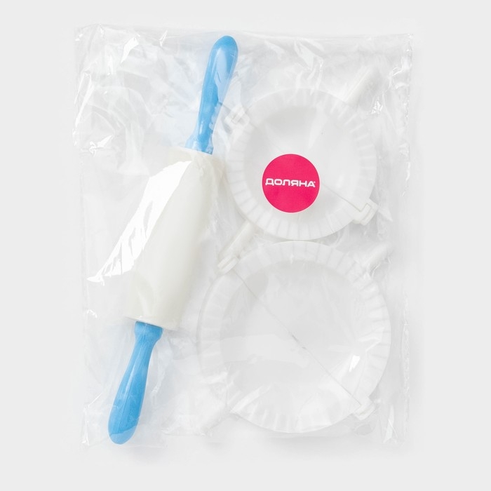 Набор для лепки пельменей Доляна, 3 предмета, формы d=7,5 и 10 см, скалка 21,5 см, МИКС Набор для лепки пельменей Доляна, 3 предмета, формы d=7,5 и 10 см, скалка 21,5 см, МИКС