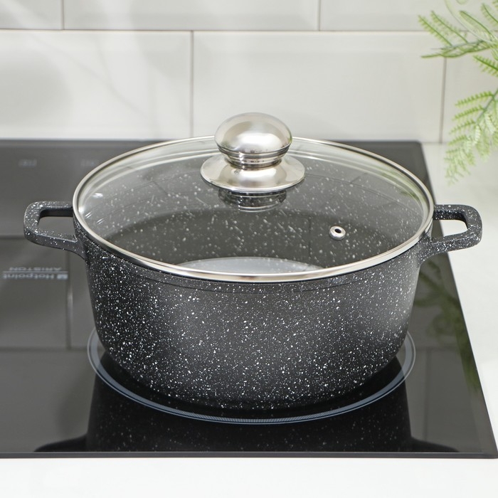 Кастрюля Доляна «Элит», 3,3 л, d=22 см, h=10 см, литой алюминий, литые ручки, антипригарное покрытие Кастрюля Доляна «Элит», 3,3 л, d=22 см, h=10 см, литой алюминий, литые ручки, антипригарное покрытие