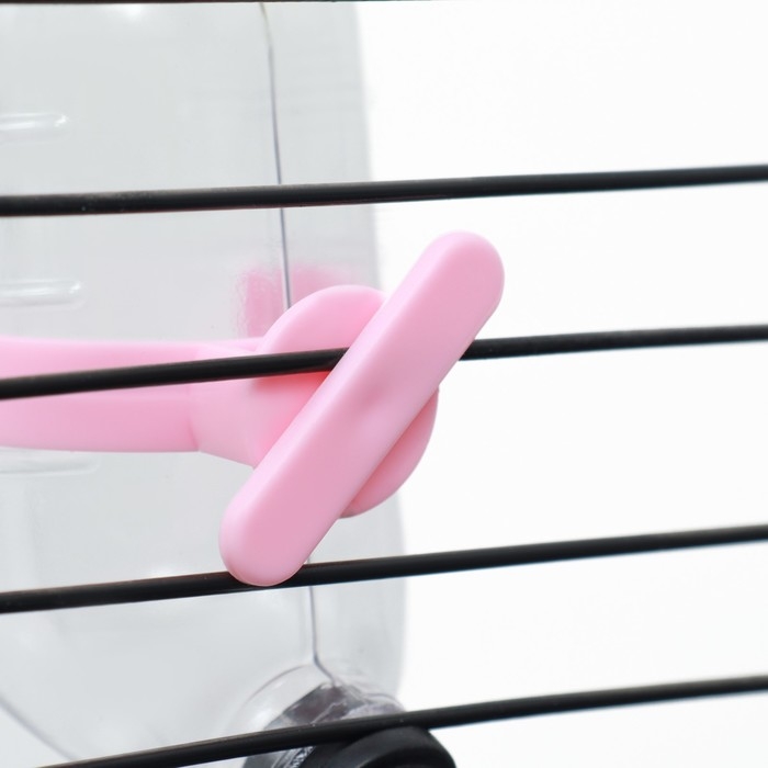 Поилка для грызунов с металлическим носиком, 60 мл, прозрачная с розовым крепление Поилка для грызунов с металлическим носиком, 60 мл, прозрачная с розовым крепление