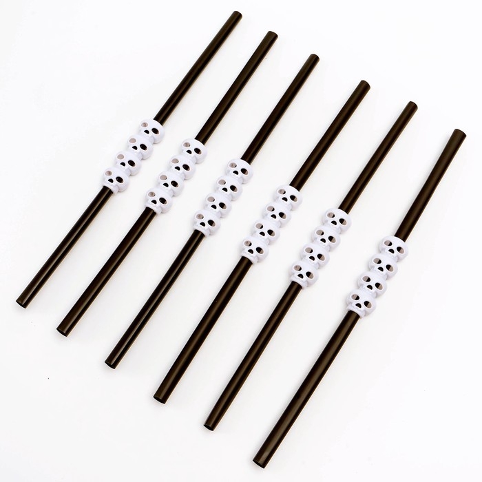 Трубочки для коктейля «Череп», цвет чёрный, набор 6 шт. Трубочки для коктейля «Череп», цвет чёрный, набор 6 шт.