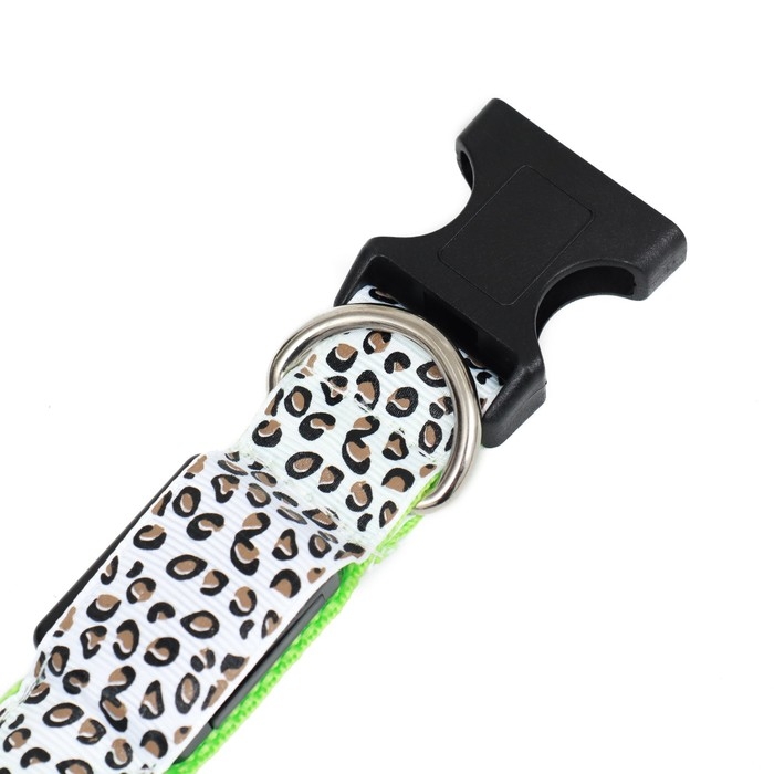 Ошейник с подсветкой Леопард 3 режима свечения размер XL, ОШ 60-70 х 2,5 см зелёный Ошейник с подсветкой Леопард 3 режима свечения размер XL, ОШ 60-70 х 2,5 см зелёный