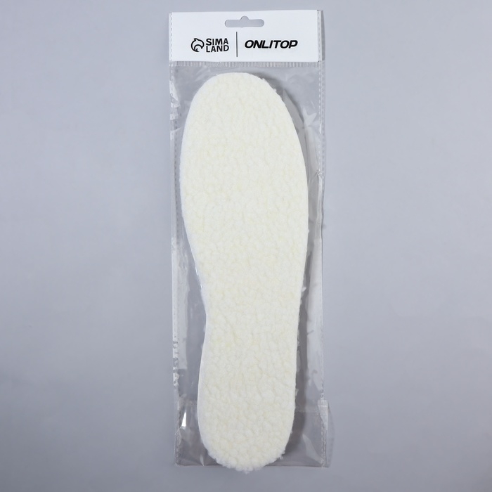 Стельки для обуви, утёпленные, двухслойные, универсальные, р-р RU до 46 (р-р Пр-ля до 46), 29 см, пара, цвет белый