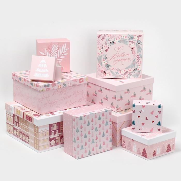 Набор подарочных коробок 10 в 1 «Happy New year», 10 х 10 х 6 ‒ 28 х 28 х 15 см, Новый год Набор подарочных коробок 10 в 1 «Happy New year», 10 х 10 х 6 ‒ 28 х 28 х 15 см, Новый год