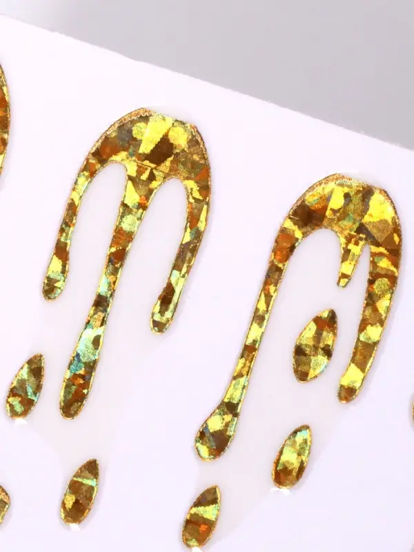 Наклейки для ногтей «Мороженое», голографические, цвет золотистый