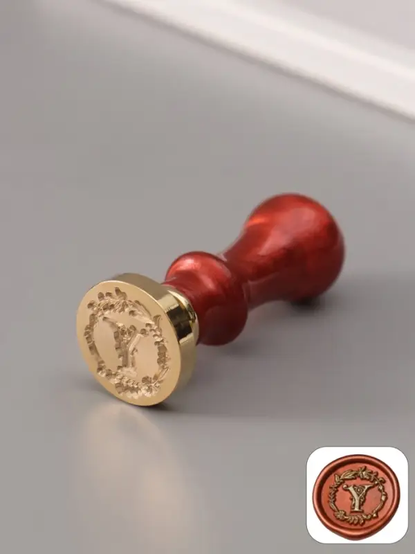 Печать для сургуча с пластиковой ручкой &laquo;Венок с буквой Y&raquo;, 2.5&times;2.5&times;6.3 см