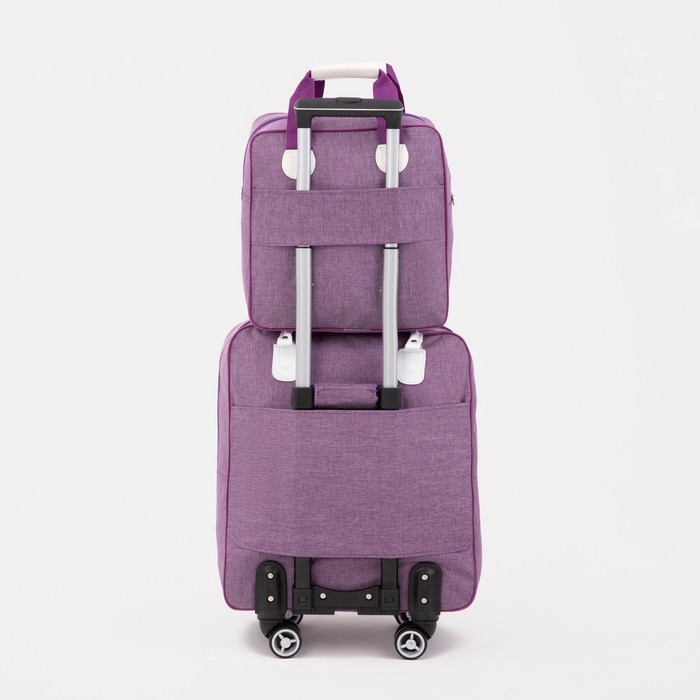 Сумка дорожная 2 в 1 на колёсах 20 Сумка дорожная 2 в 1 на колёсах 20", отдел на молнии, 4 наружных кармана, цвет фиолетовый