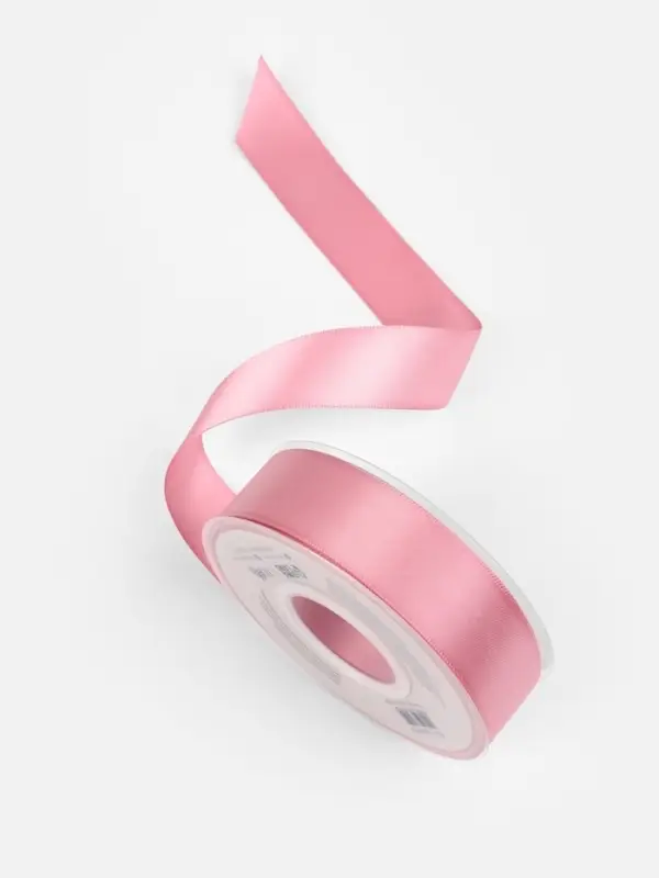 Лента атласная TEIRA, двухсторонняя, 25 мм, 25&plusmn;1 м, розовая №158